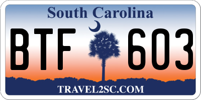 SC license plate BTF603