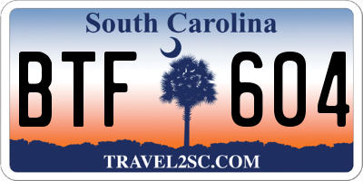 SC license plate BTF604