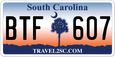 SC license plate BTF607