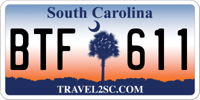 SC license plate BTF611