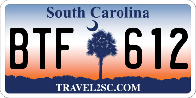 SC license plate BTF612