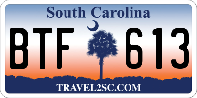 SC license plate BTF613