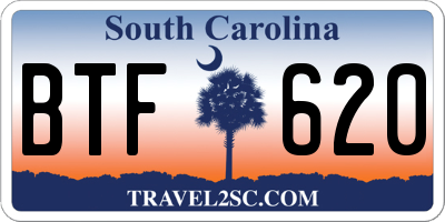 SC license plate BTF620