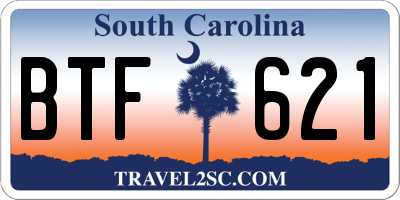 SC license plate BTF621