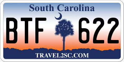 SC license plate BTF622