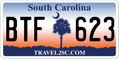 SC license plate BTF623
