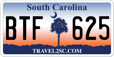 SC license plate BTF625