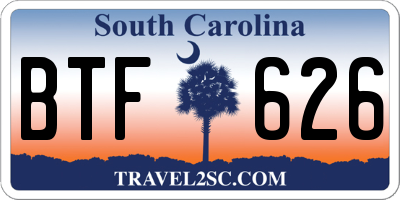 SC license plate BTF626