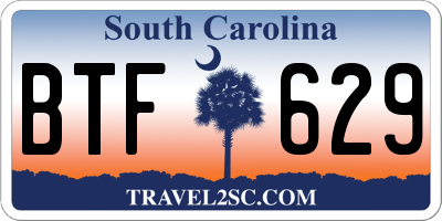 SC license plate BTF629