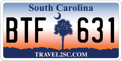 SC license plate BTF631