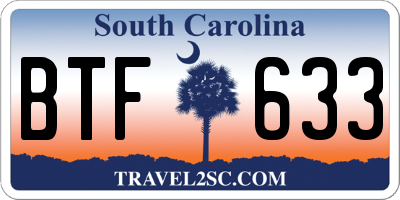SC license plate BTF633