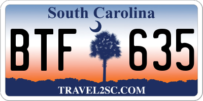 SC license plate BTF635