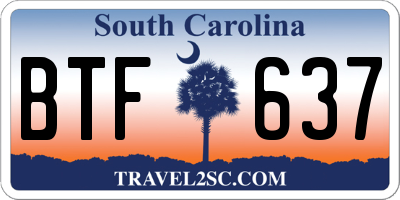 SC license plate BTF637