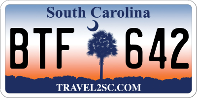 SC license plate BTF642