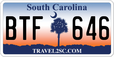 SC license plate BTF646