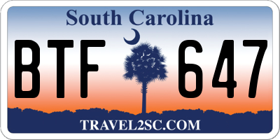 SC license plate BTF647