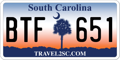 SC license plate BTF651