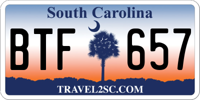 SC license plate BTF657