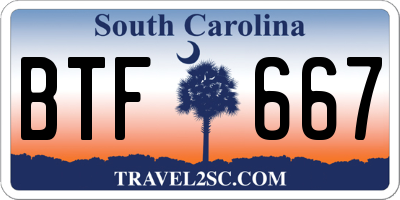 SC license plate BTF667