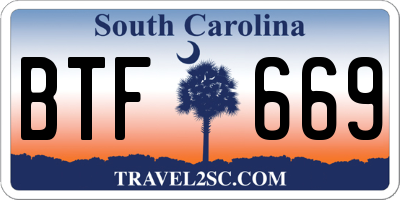 SC license plate BTF669