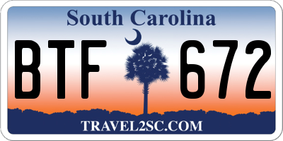 SC license plate BTF672