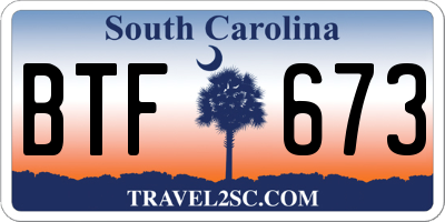 SC license plate BTF673