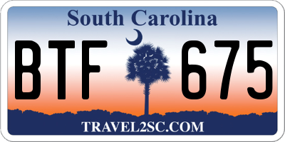 SC license plate BTF675