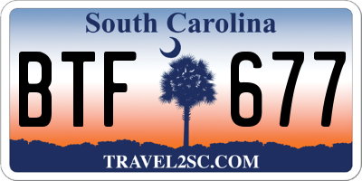 SC license plate BTF677