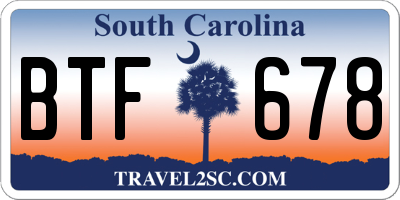 SC license plate BTF678