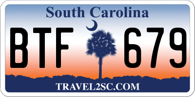 SC license plate BTF679