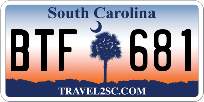 SC license plate BTF681