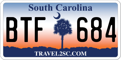 SC license plate BTF684