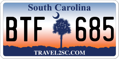 SC license plate BTF685