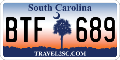 SC license plate BTF689