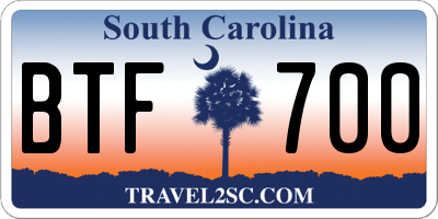 SC license plate BTF700