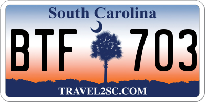 SC license plate BTF703