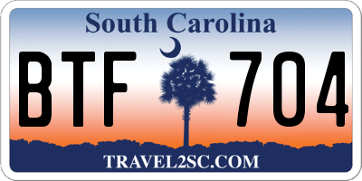 SC license plate BTF704