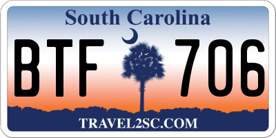 SC license plate BTF706