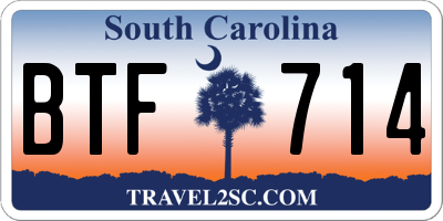 SC license plate BTF714
