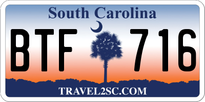 SC license plate BTF716
