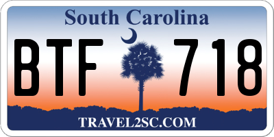 SC license plate BTF718
