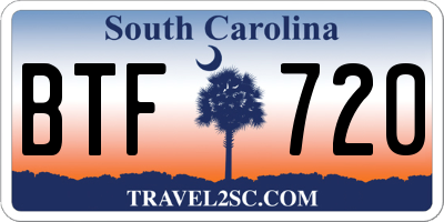 SC license plate BTF720