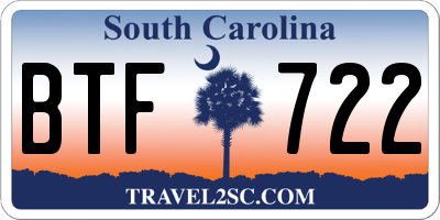 SC license plate BTF722