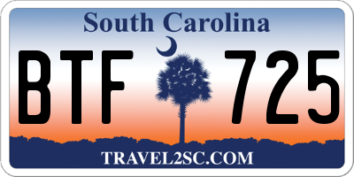 SC license plate BTF725