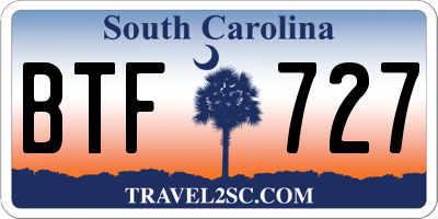 SC license plate BTF727