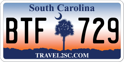 SC license plate BTF729