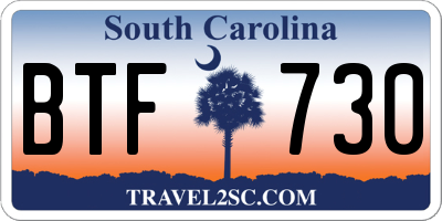 SC license plate BTF730