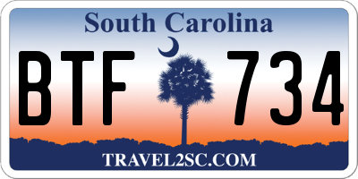 SC license plate BTF734
