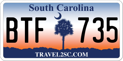 SC license plate BTF735