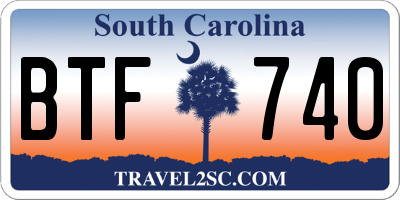 SC license plate BTF740